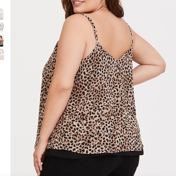 Torrid Chiffon Spaghetti Strap Leopard Flowy Top - Picture 5 of 9